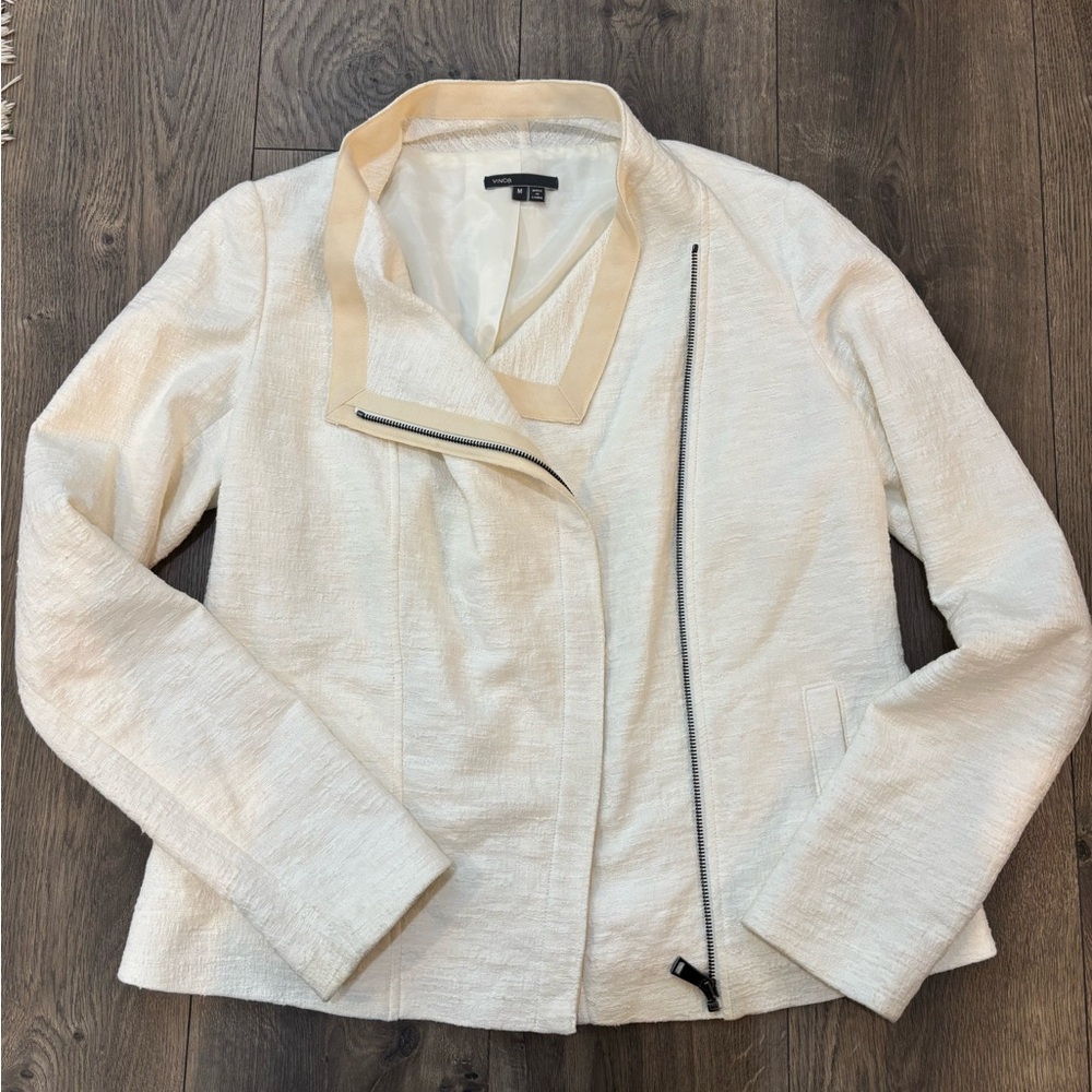 VINCE Frise Textured Asymmetric Zip Moto Biker Jacket - Picture 4 of 4